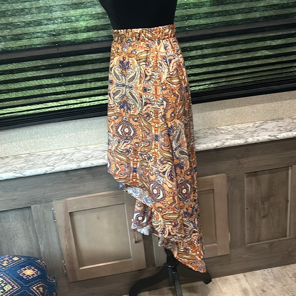 Women’s High Low Paisley Print High Waisted Pull-on Skirt Size XS - Picture 4 of 9